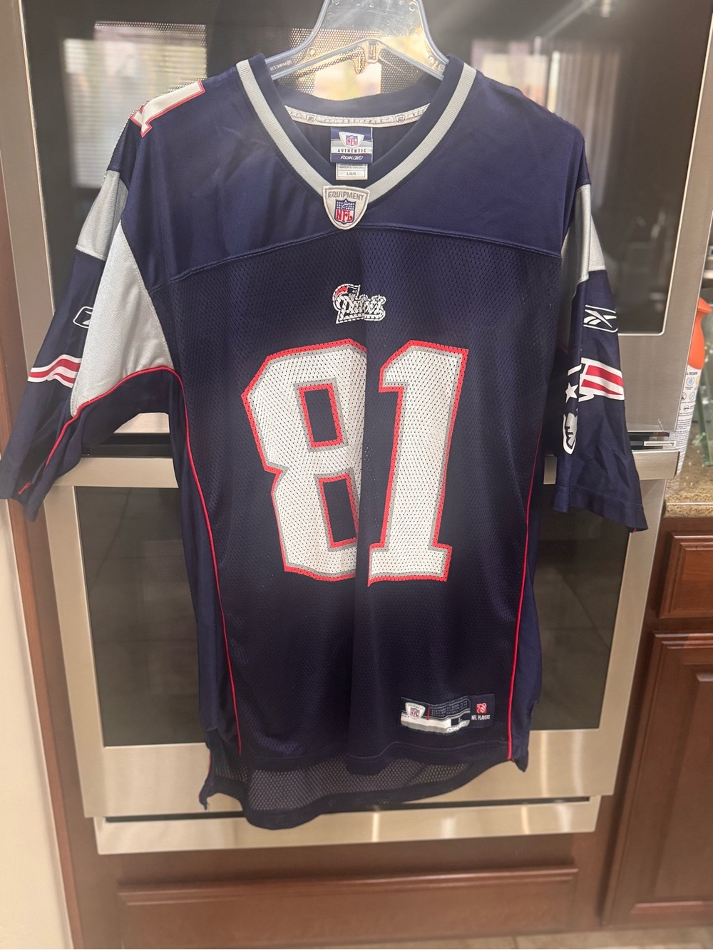 Authentic Men's Navy Football Jersey #81 Moss